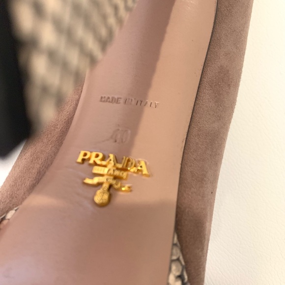 PRADA Python Suede Open Toe Heels Sz 40 - Picture 6 of 6